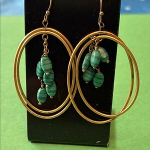 Elegant Gold and Green Hoop Earrings
